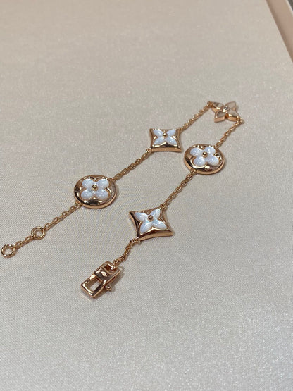 [⭐Reverie Jewels]STAR AND SUN 5 MOTIF MOP PINK GOLD BRACELET