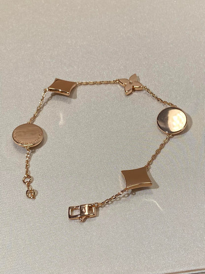[⭐Reverie Jewels]STAR AND SUN 5 MOTIF MOP PINK GOLD BRACELET