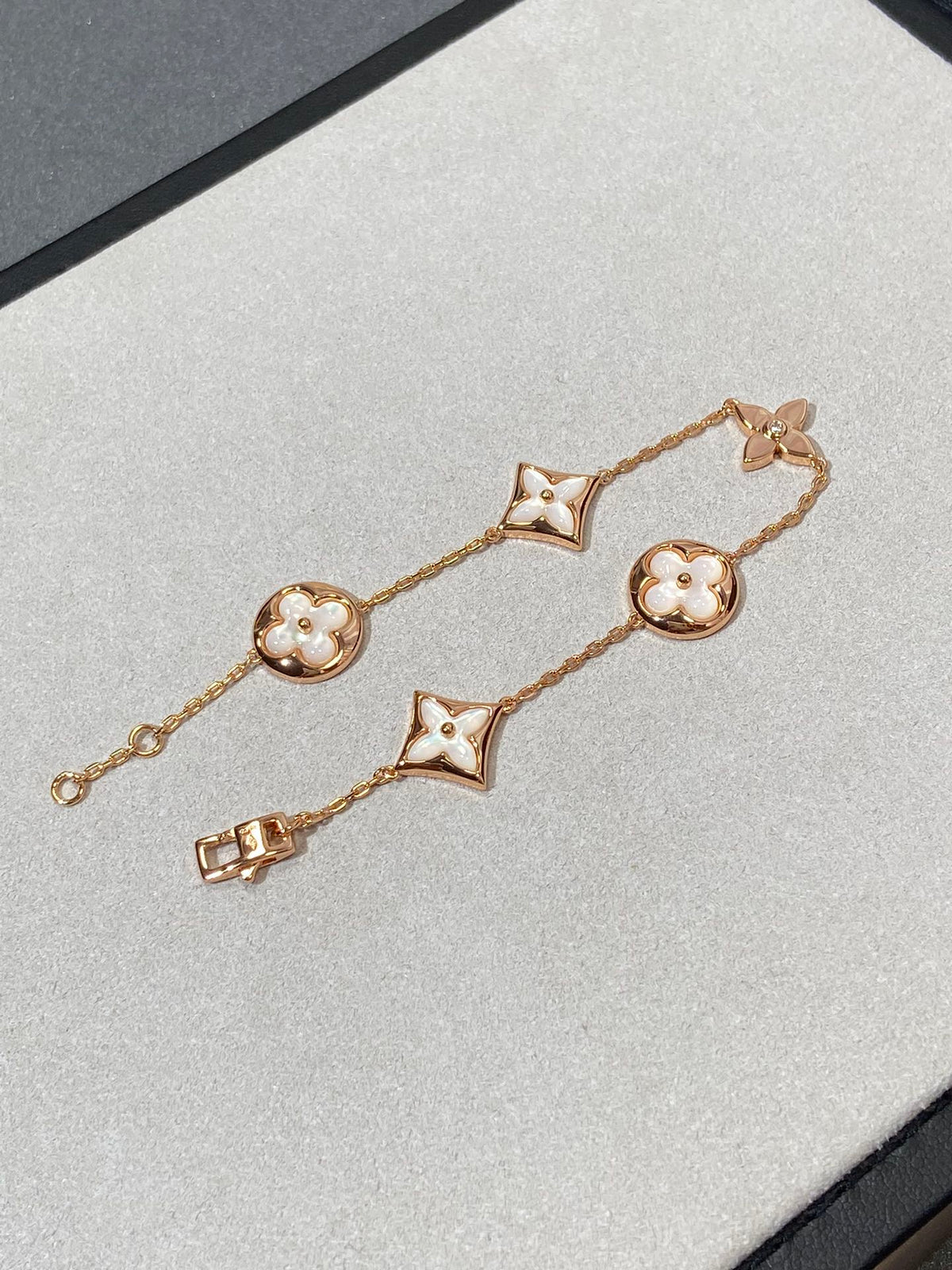 [⭐Reverie Jewels]STAR AND SUN 5 MOTIF MOP PINK GOLD BRACELET