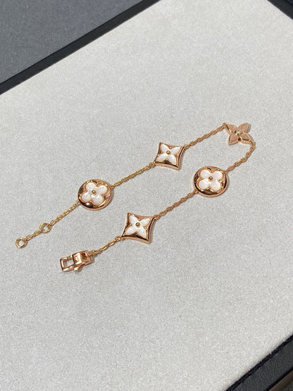 [⭐Reverie Jewels]STAR AND SUN 5 MOTIF MOP PINK GOLD BRACELET