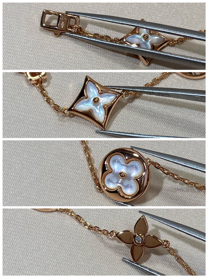 [⭐Reverie Jewels]STAR AND SUN 5 MOTIF MOP PINK GOLD BRACELET