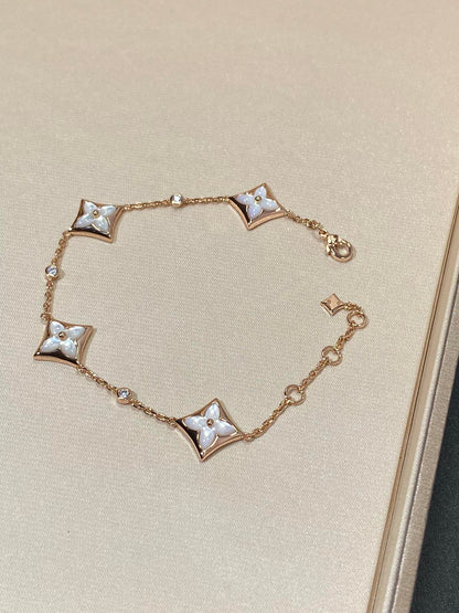 [⭐Reverie Jewels]STAR 4 MOTIF MOP DIAMOND PINK GOLD BRACELET