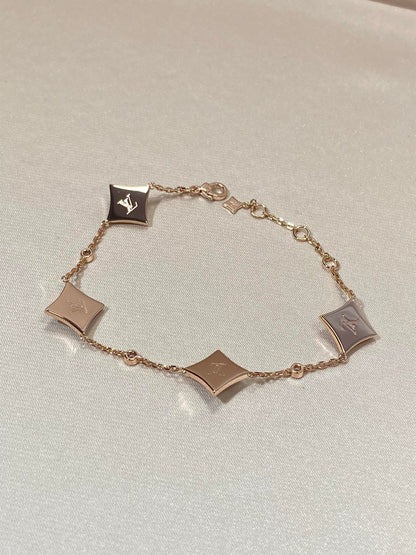 [⭐Reverie Jewels]STAR 4 MOTIF MOP DIAMOND PINK GOLD BRACELET