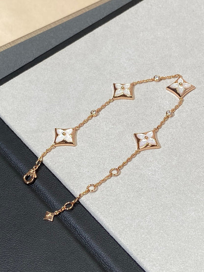 [⭐Reverie Jewels]STAR 4 MOTIF MOP DIAMOND PINK GOLD BRACELET