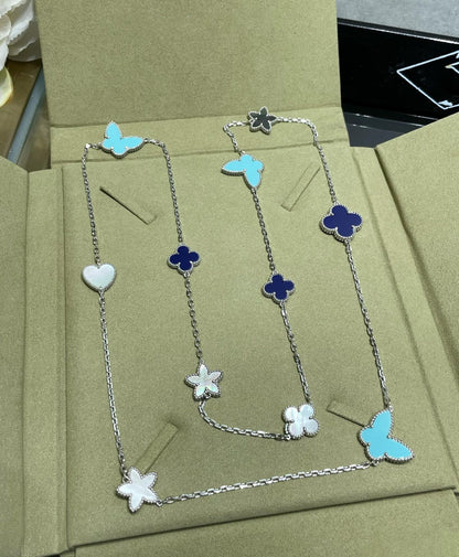 [⭐Reverie Jewels]LUCKY CLOVER SILVER 11 MOTIF NECKLACE