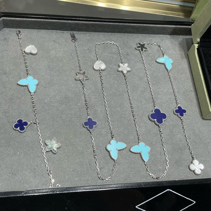 [⭐Reverie Jewels]LUCKY CLOVER SILVER 11 MOTIF NECKLACE