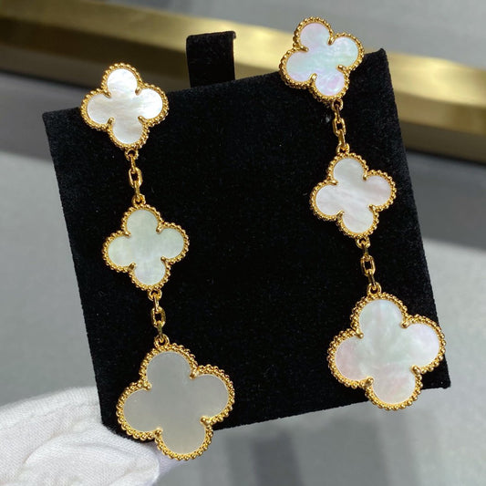 [⭐Reverie Jewels]CLOVER MOP 3 MOTIFS GOLD EARRINGS
