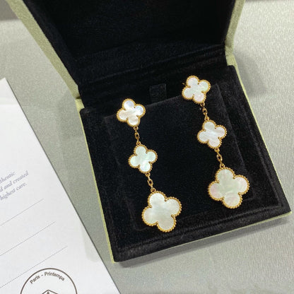 [⭐Reverie Jewels]CLOVER MOP 3 MOTIFS GOLD EARRINGS