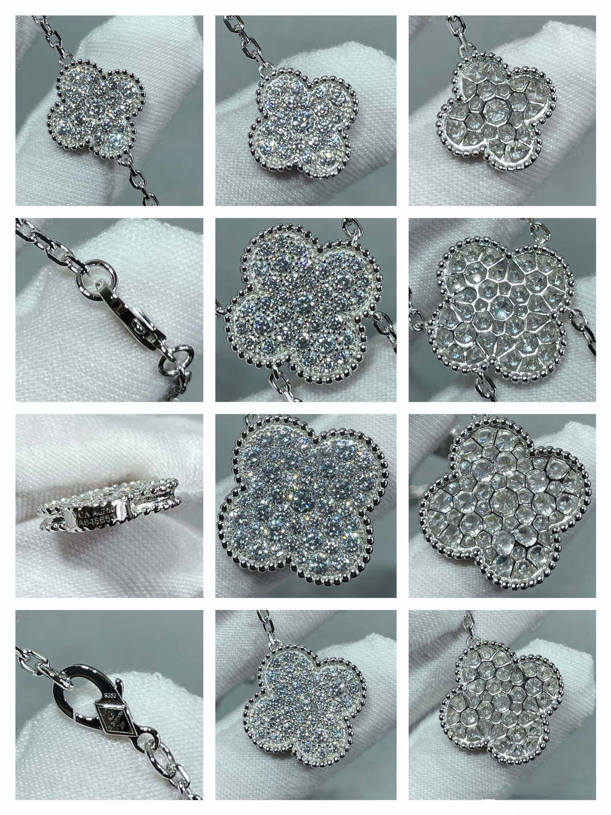[⭐Reverie Jewels]CLOVER 6 MOTIF DIAMOND PAVED NECKLACE