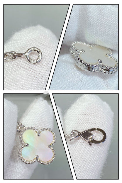 [⭐Reverie Jewels]CLOVER 5 MOTIF WHITE MOP SILVER BRACELET