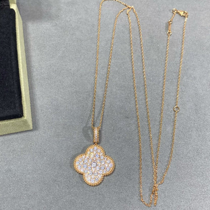 [⭐Reverie Jewels]CLOVER 25MM LARGE PEDANT DIAMOND PAVED LONG NECKLACE