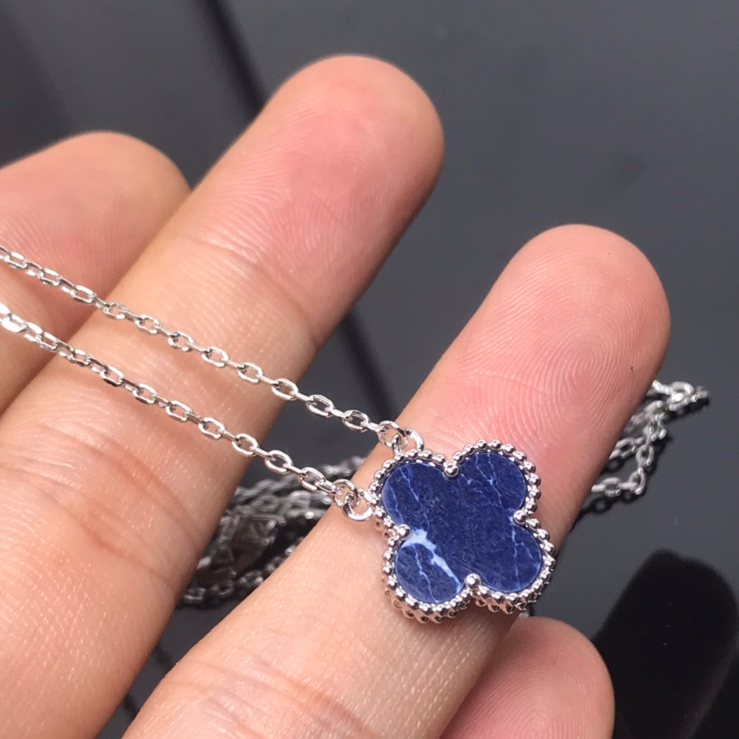[⭐Reverie Jewels]CLOVER PIETERSITE SILVER LONG NECKLACE