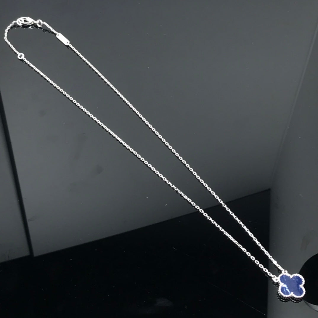 [⭐Reverie Jewels]CLOVER PIETERSITE SILVER LONG NECKLACE