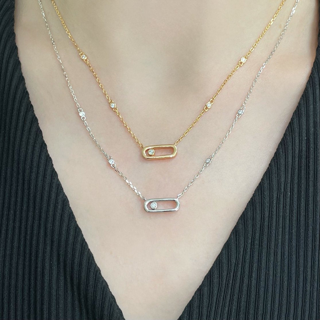 [⭐Reverie Jewels]MOVE UNO DIAMOND NECKLACE