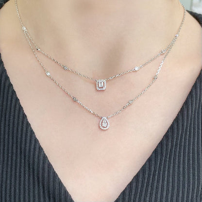 [⭐Reverie Jewels]MY TWIN 2 ROW DIAMOND NECKLACE