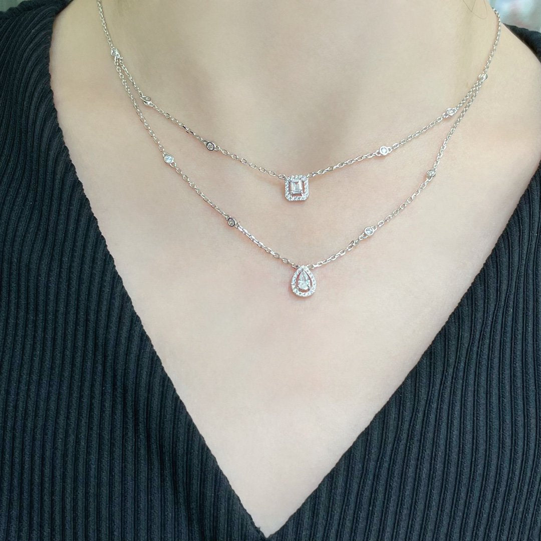 [⭐Reverie Jewels]MY TWIN 2 ROW DIAMOND NECKLACE