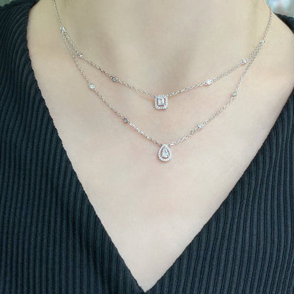[⭐Reverie Jewels]MY TWIN 2 ROW DIAMOND NECKLACE
