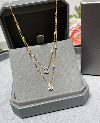 [⭐Reverie Jewels]MY TWIN 2 ROW DIAMOND NECKLACE