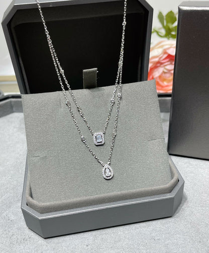 [⭐Reverie Jewels]MY TWIN 2 ROW DIAMOND NECKLACE