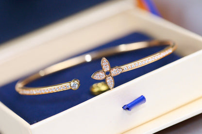 [⭐Reverie Jewels]IDYLLE PINK GOLD OPEN BRACELET DIAMOND PAVED