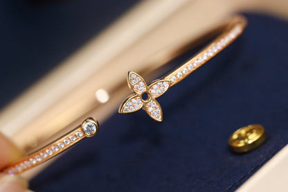 [⭐Reverie Jewels]IDYLLE PINK GOLD OPEN BRACELET DIAMOND PAVED