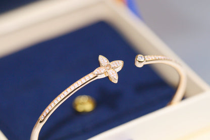 [⭐Reverie Jewels]IDYLLE PINK GOLD OPEN BRACELET DIAMOND PAVED