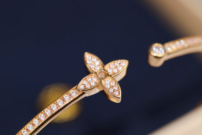 [⭐Reverie Jewels]IDYLLE PINK GOLD OPEN BRACELET DIAMOND PAVED