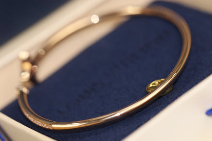 [⭐Reverie Jewels]IDYLLE PINK GOLD OPEN BRACELET DIAMOND PAVED