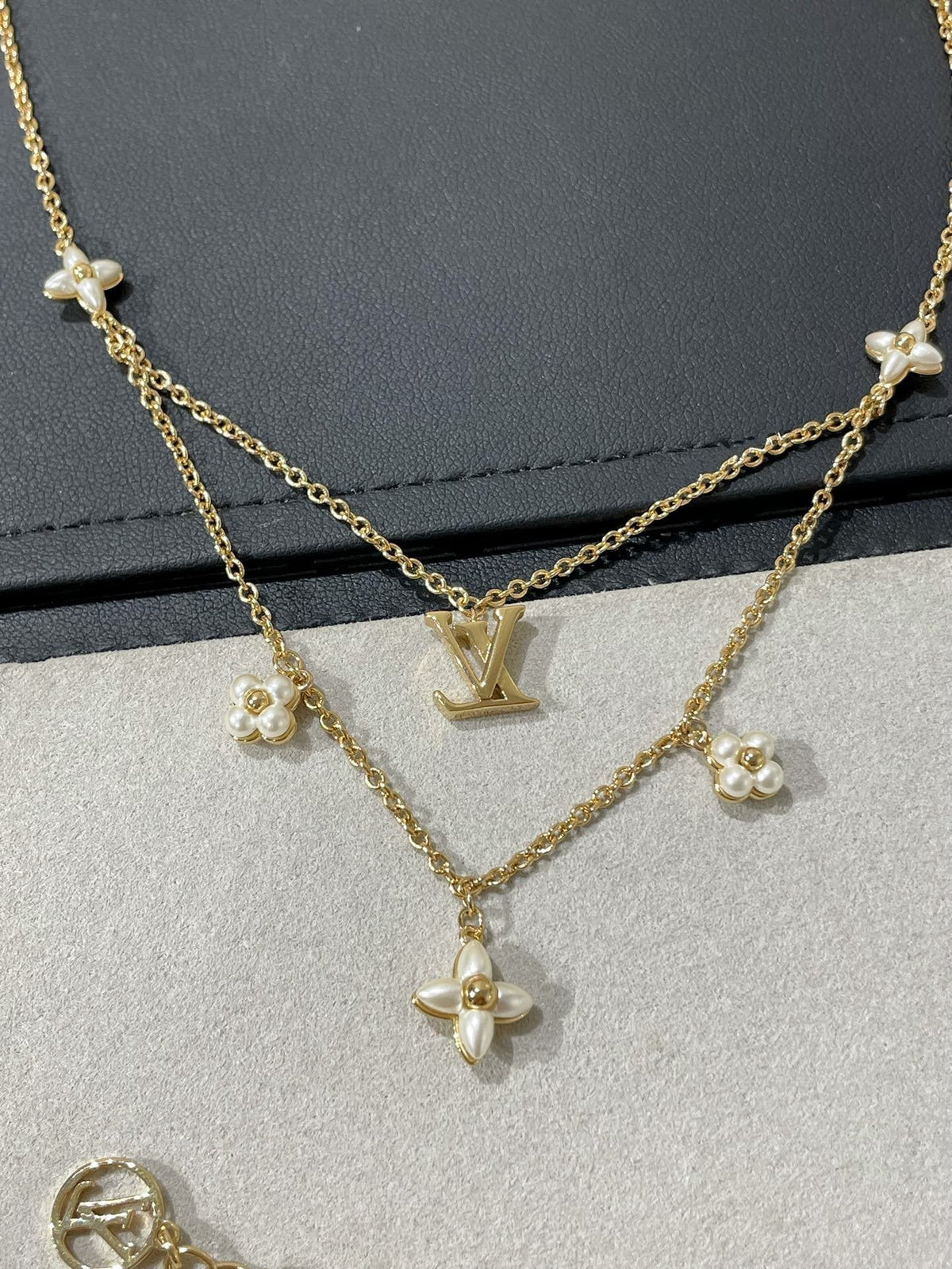 [⭐Reverie Jewels]FLOWERGRAM GOLD MOP DOUBLE ROW NECKLACE