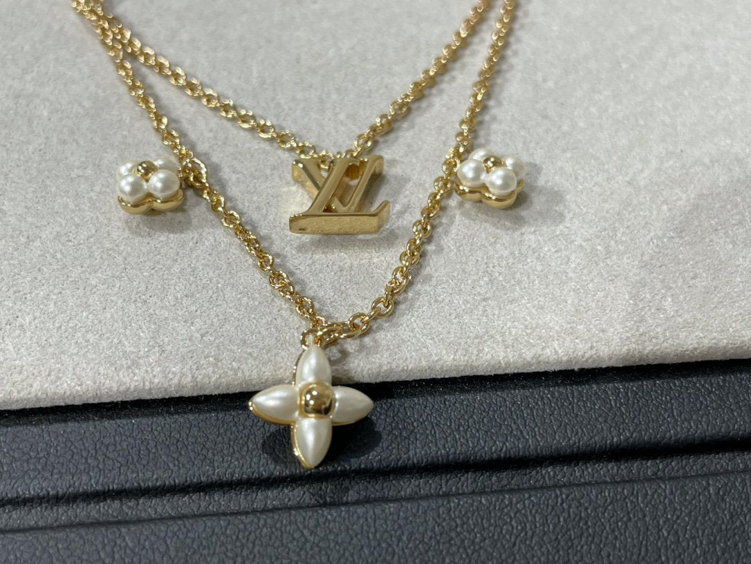 [⭐Reverie Jewels]FLOWERGRAM GOLD MOP DOUBLE ROW NECKLACE