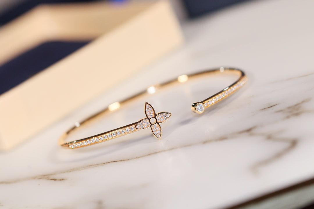 [⭐Reverie Jewels]IDYLLE GOLD OPEN BRACELET DIAMOND PAVED