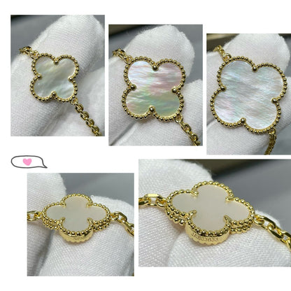 [⭐Reverie Jewels]CLOVER 16 MOTIF WHITE MOP GOLD NECKLACE