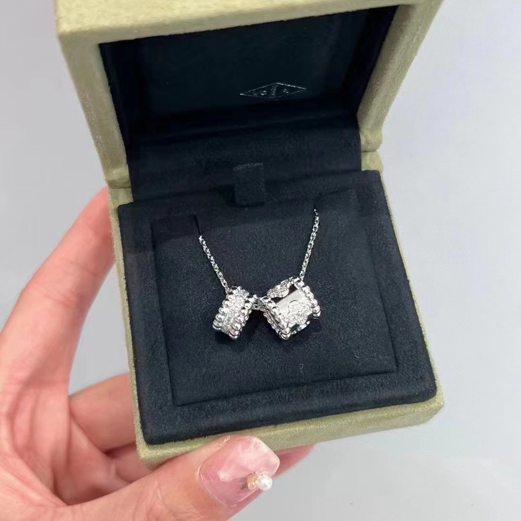 [⭐Reverie Jewels]PERLEE DOUBLE PENDANT SILVER DIAMOND NECKLACE
