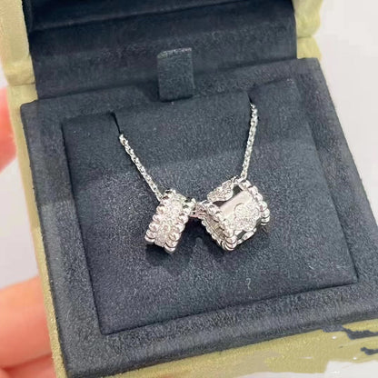 [⭐Reverie Jewels]PERLEE DOUBLE PENDANT SILVER DIAMOND NECKLACE