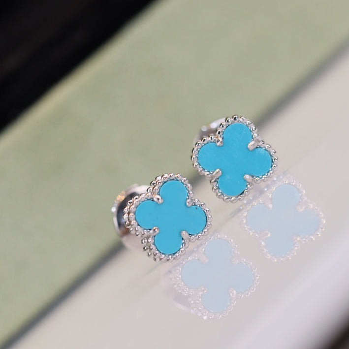 [⭐Reverie Jewels]CLOVER MINI TURQUOISE SILVER STUD EARRINGS