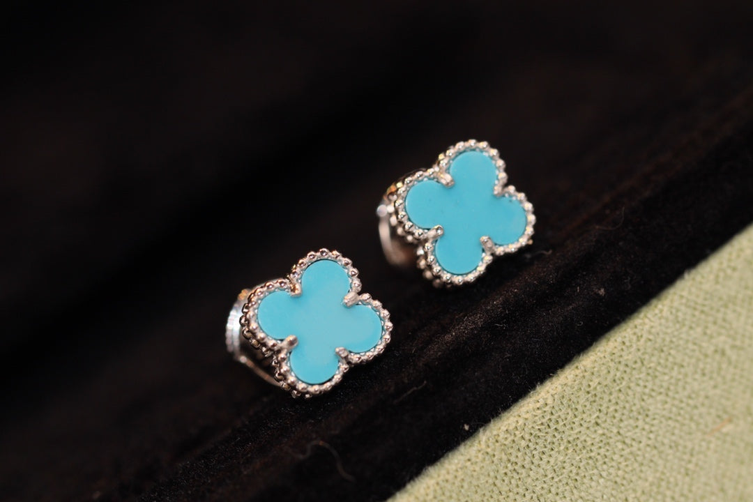 [⭐Reverie Jewels]CLOVER MINI TURQUOISE SILVER STUD EARRINGS