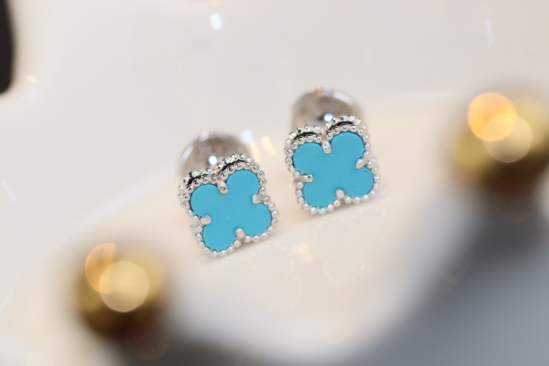 [⭐Reverie Jewels]CLOVER MINI TURQUOISE SILVER STUD EARRINGS