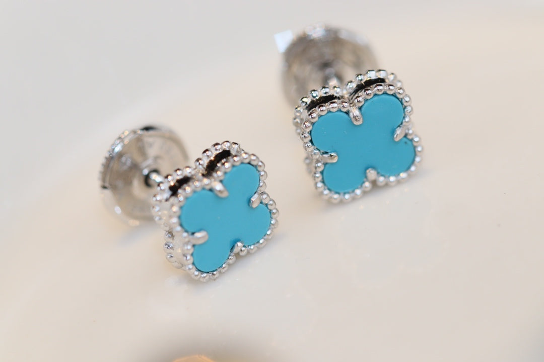 [⭐Reverie Jewels]CLOVER MINI TURQUOISE SILVER STUD EARRINGS