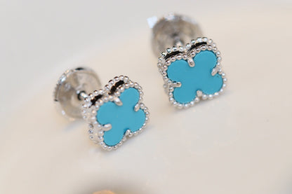 [⭐Reverie Jewels]CLOVER MINI TURQUOISE SILVER STUD EARRINGS