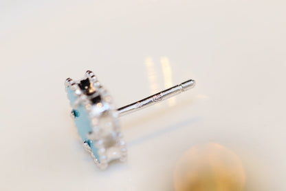 [⭐Reverie Jewels]CLOVER MINI TURQUOISE SILVER STUD EARRINGS