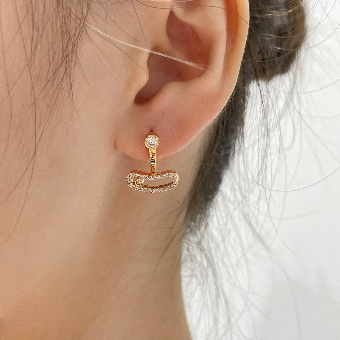 [⭐Reverie Jewels]MOVE UNO PINK GOLD DIAMOND EARRINGS