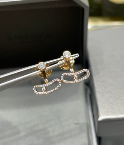 [⭐Reverie Jewels]MOVE UNO PINK GOLD DIAMOND EARRINGS