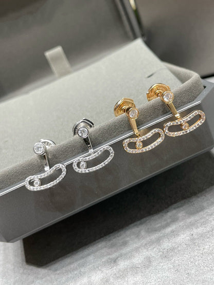 [⭐Reverie Jewels]MOVE UNO PINK GOLD DIAMOND EARRINGS