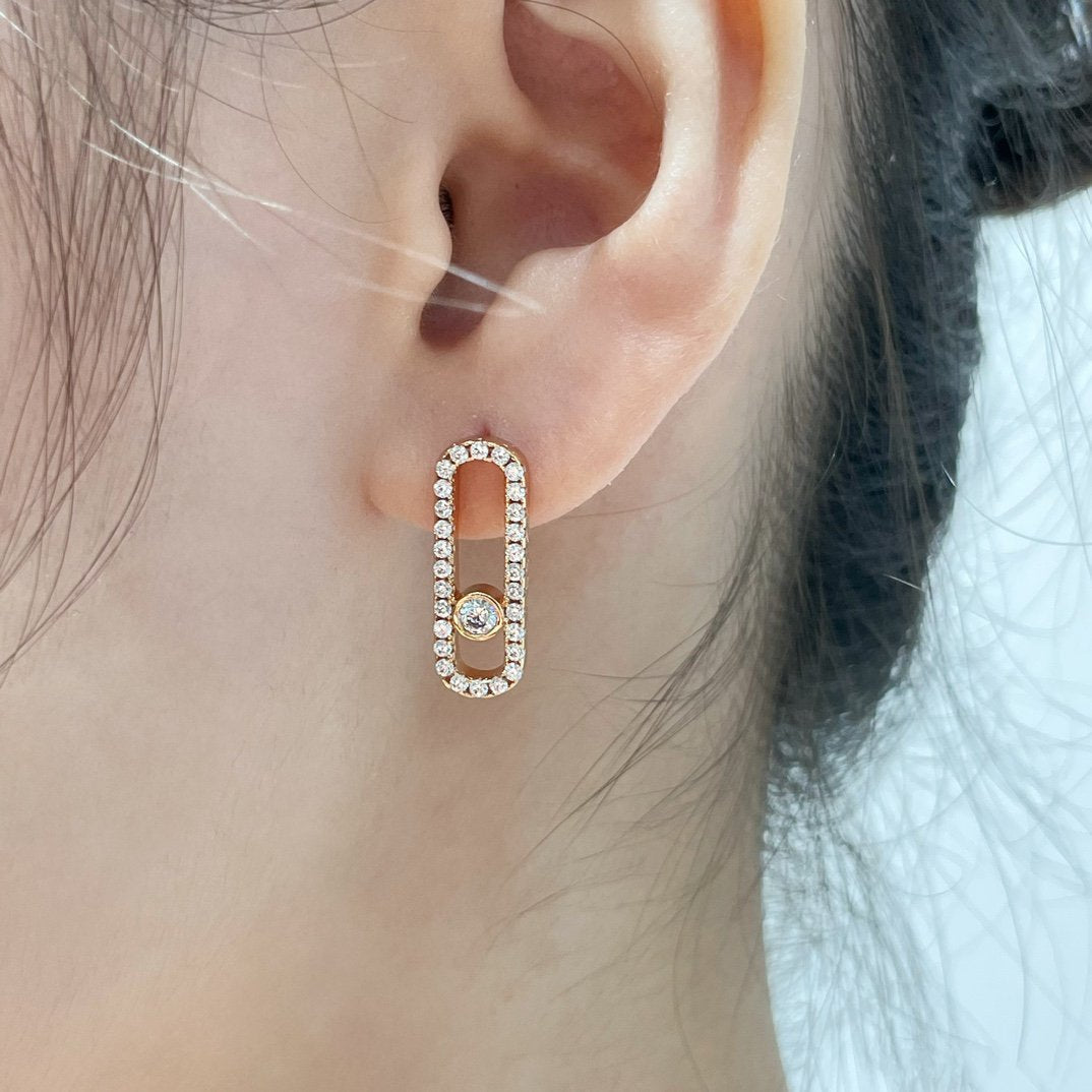 [⭐Reverie Jewels]MOVE UNO STUD DIAMOND PAVED EARRINGS