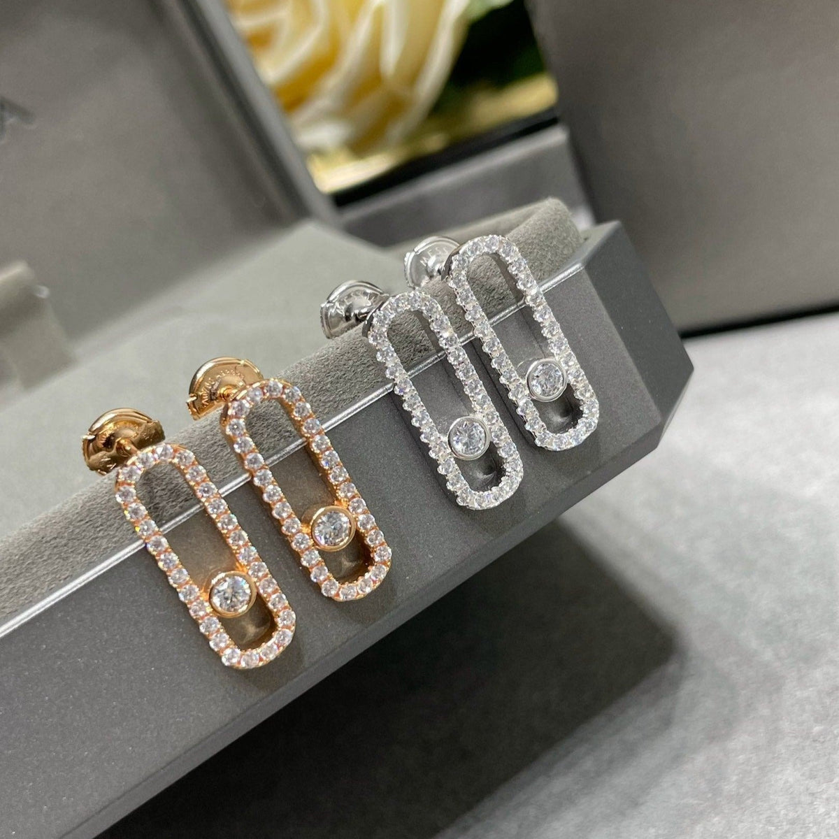 [⭐Reverie Jewels]MOVE UNO STUD DIAMOND PAVED EARRINGS