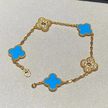 [⭐Reverie Jewels] CLOVER 5 MOTIF BLUE AGATE BRACELET COLLECTION