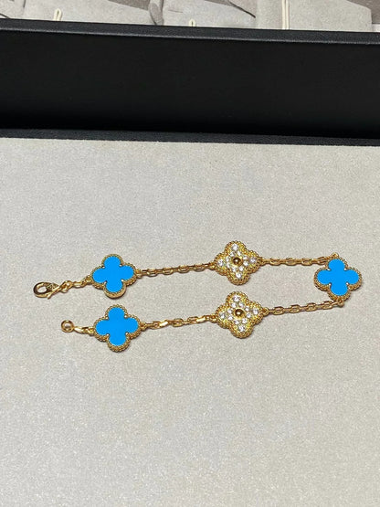 [⭐Reverie Jewels] CLOVER 5 MOTIF BLUE AGATE BRACELET COLLECTION
