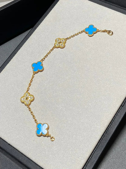 [⭐Reverie Jewels] CLOVER 5 MOTIF BLUE AGATE BRACELET COLLECTION