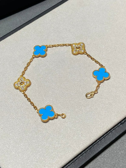 [⭐Reverie Jewels] CLOVER 5 MOTIF BLUE AGATE BRACELET COLLECTION