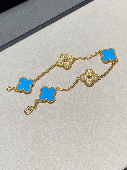 [⭐Reverie Jewels] CLOVER 5 MOTIF BLUE AGATE BRACELET COLLECTION